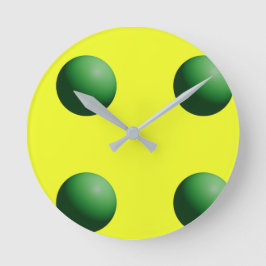 Relógio Redondo Green Spheres on Yellow Wall Clock