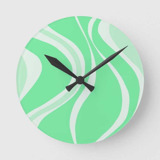 Relógio Redondo Green Waves Wall Clock (Frente)