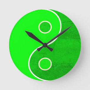 Relógio Redondo Green Yin Yang Art