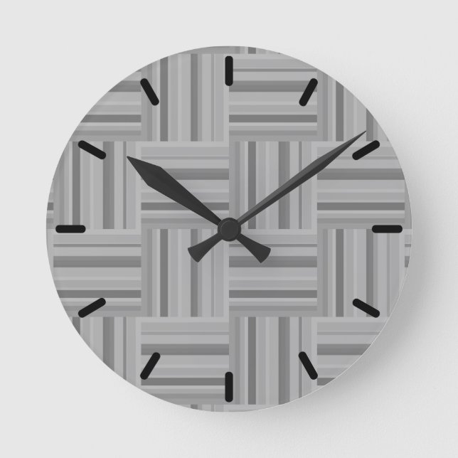 Relógio Redondo Grey stripes weave pattern (Frente)