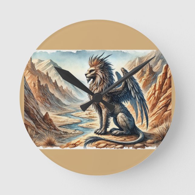 Relógio Redondo Griffins, Dragons, & Desolate landscapes (Frente)