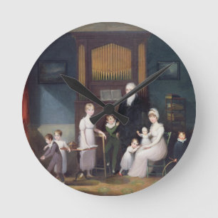 Relógio Redondo Grupo em um interior, c.1800 da família