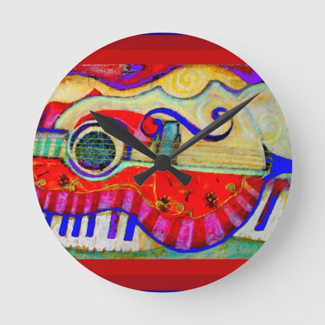 Relógio Redondo Guitar Abstracts Art de Sharles (Frente)