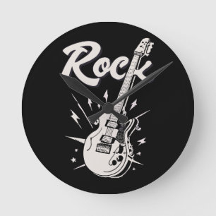Relógio Redondo Guitarra elétrica com palavra rock