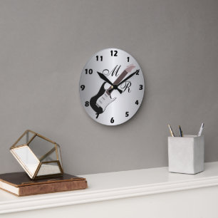 Relógio Redondo Guitarra elétrica Monogrammed