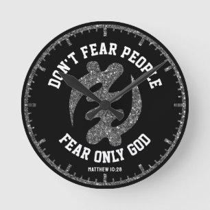 Relógio Redondo GYE NYAME Adinkra Black Silver Glitter