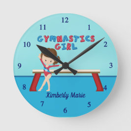 Relógio Redondo Gymnastics Girl Custom Kids Gymnroom
