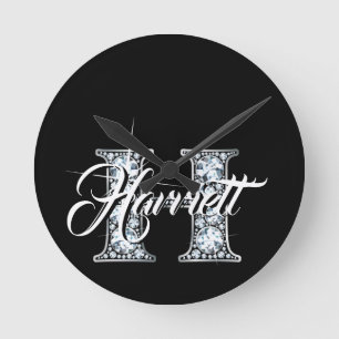 Relógio Redondo H Faux Diamond Monograma