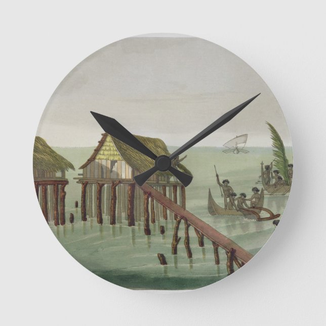 Relógio Redondo Habitações da Tribo Papu, Rawak, placa 22 para (Frente)