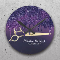 Hair Stylist Magic Purple Glitter Drives Salon