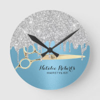 Hair Stylist Silver Glitter Drives Salão Azul