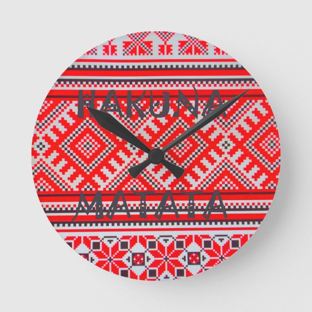 Relógio Redondo Hakuna Matata - Sem preocupações Coleção de Artes  (Frente)