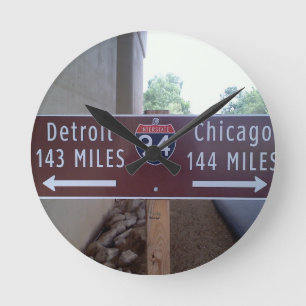 Relógio Redondo Halfway Point, Detroit Chicago.