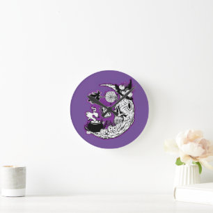 Relógio Redondo Halloween Crescent Moon Witold Skull