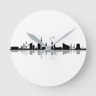 Relógio Redondo HAMBURG Elbe Alemanha City Skyline Silhouette