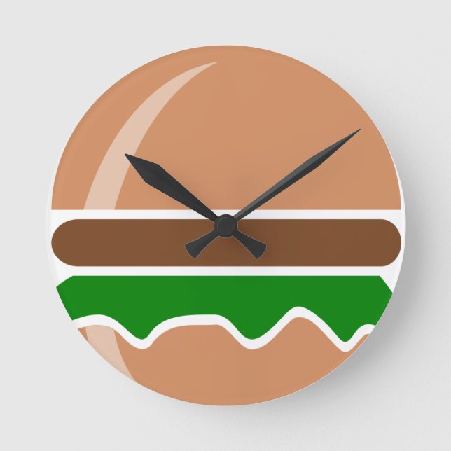Relógio Redondo Hamburger comida rápida um sanduíche (Frente)