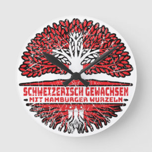 Relógio Redondo Hamburger Schweizer Schweiz Baum Wurzel