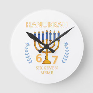Relógio Redondo Hanukkah 67 Seis Sete Meme