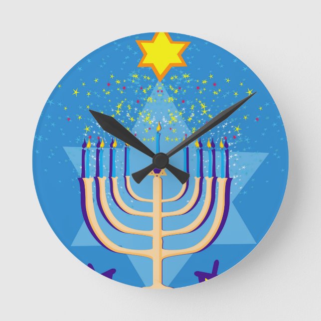 Relógio Redondo hanukkah menorah (Frente)