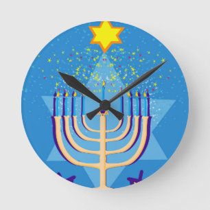 Relógio Redondo hanukkah menorah