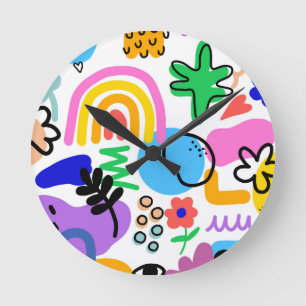 Relógio Redondo Happy and colorful abstract designs