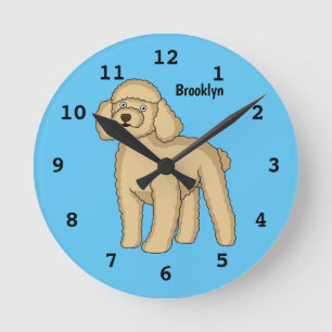 Relógio Redondo Happy brown poodle cartoon illustration