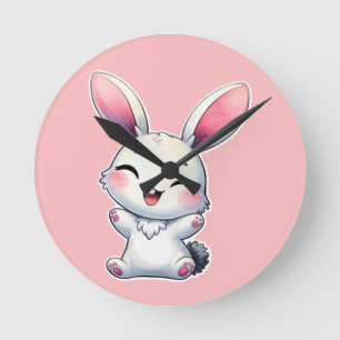 Relógio Redondo Happy Watercolor Bunny