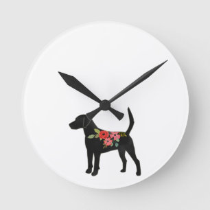 Relógio Redondo Harrier ou Beagle Dog Breed Boho Silhouette
