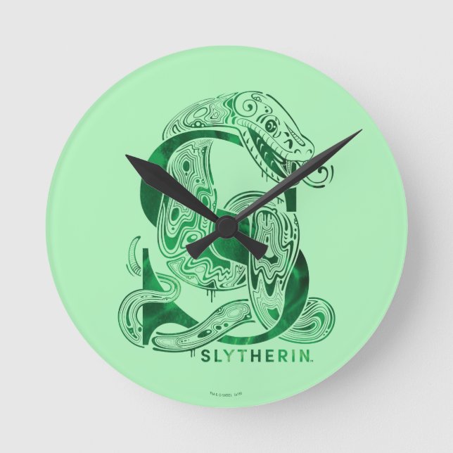 Relógio Redondo Harry Potter | Gráfico Aguamenti SLYTHERIN™ (Frente)