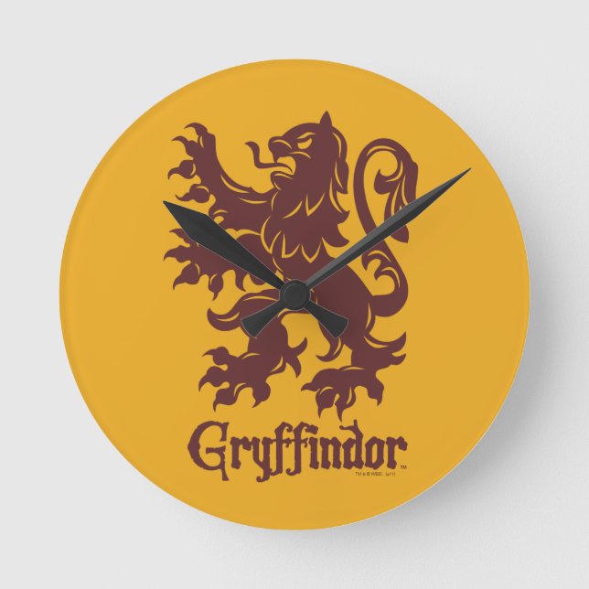 Relógio Redondo Harry Potter | Gráfico de Leão Gryffindor (Frente)