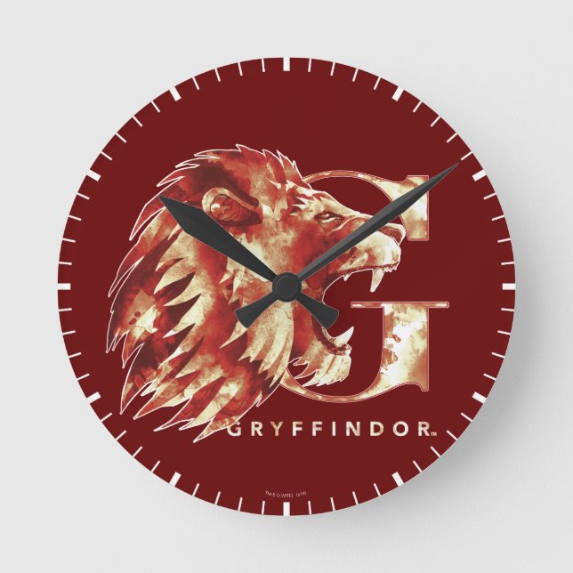 Relógio Redondo Harry Potter | GRYFFINDOR™ Lion Watercolor (Frente)