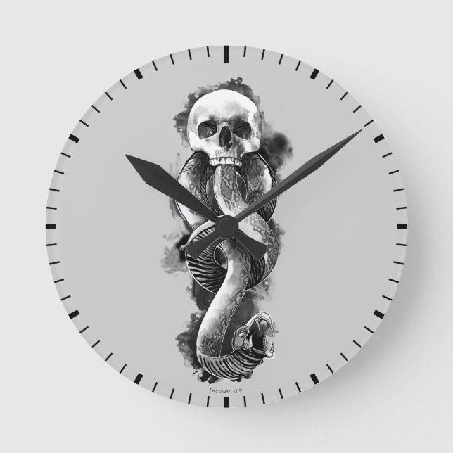 Relógio Redondo Harry Potter | Marca de Maldição Aquarela (Frente)