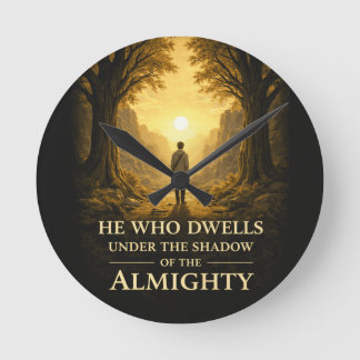 Relógio Redondo He Who Dwells Psalm 91 Christian Art