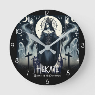 Relógio Redondo Hekate Deusa das Encruzilhadas Espíritos Fantasmag