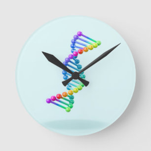 Relógio Redondo hélice dupla de DNA 3D em um fundo azul