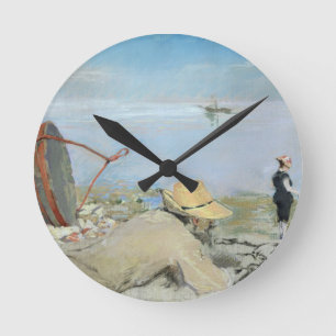 Relógio Redondo Henri Guerard que relaxa na praia (pastel possa