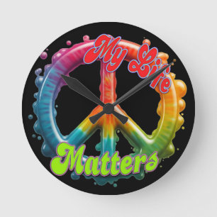 Relógio Redondo Hippie Amor Paz A Vida Importa Personalizado