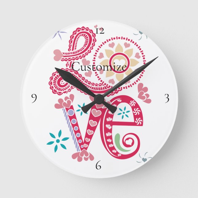 Relógio Redondo Hippie Groovy - Sinal de Amor Thunder_Cove (Frente)