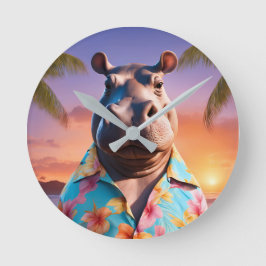 Relógio Redondo Hippopotamus Holiday