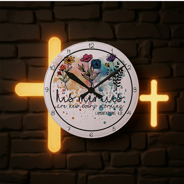 Relógio Redondo His Mercies Are New Every Morning Art (Criador carregado)