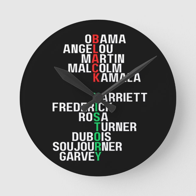 Relógio Redondo História Negra Mês Melanin Rei Rainha Sista Bruh (Frente)