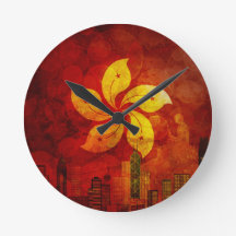 HK Flag Runge Background Ilust de Hong Kong Skylin