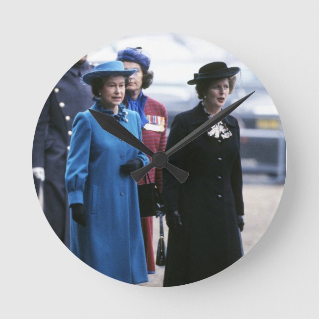 Relógio Redondo HM Queen Elizabeth II-Margaret Thatcher (Frente)