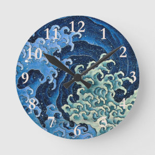 Relógio Redondo Hokusai Feminine Wave Vintage Ocean