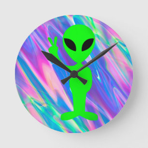 Relógio Redondo holograma de alienígena