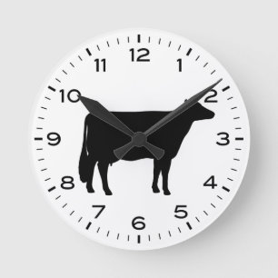 Relógio Redondo Holstein Cow Silhouette Black and White