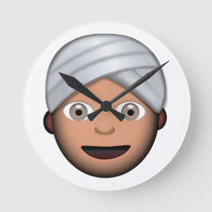 Relógio Redondo Homem com turbante Emoji