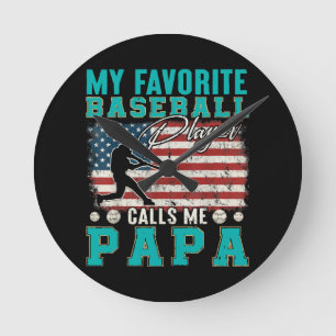 Relógio Redondo Homens Meu jogador de beisebol favorito me chama d