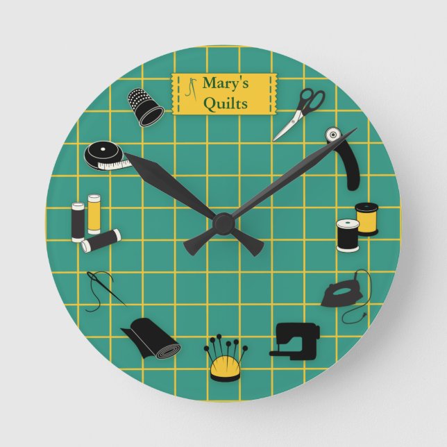 Relógio Redondo Hora de encerramento Personalizar o rótulo (Frente)