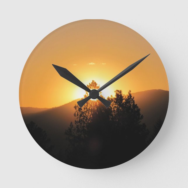 Relógio Redondo Hora de pôr ou de levantar, sol? (Frente)